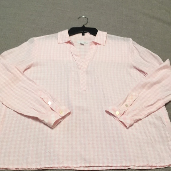 J. JILL Pink & White Gingham Checkered Popover Top - Picture 10 of 14